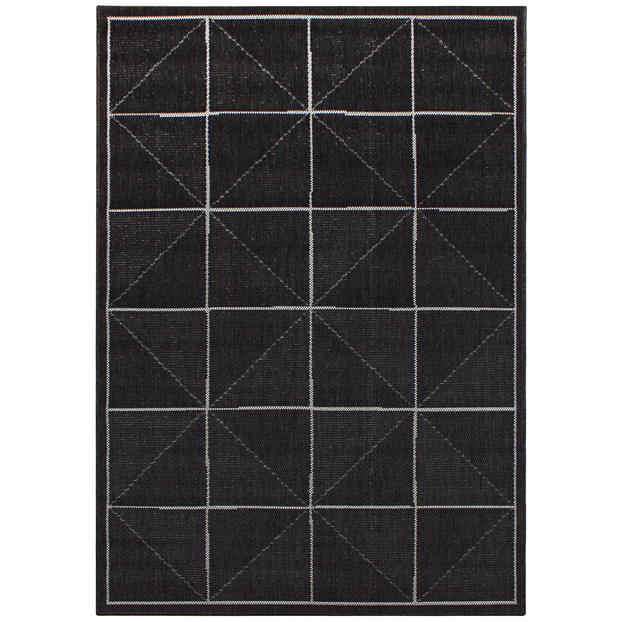 Patio Check Pat07 Geometric Outdoor Rugs In Charcoal Grey